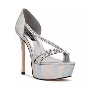 Nine west Women Silver Studded Platform Heels